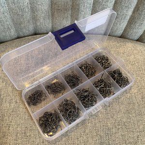 500pcs Fish Hooks 10 Sizes Fishing Black Silver Sharpened With Box Quality kit